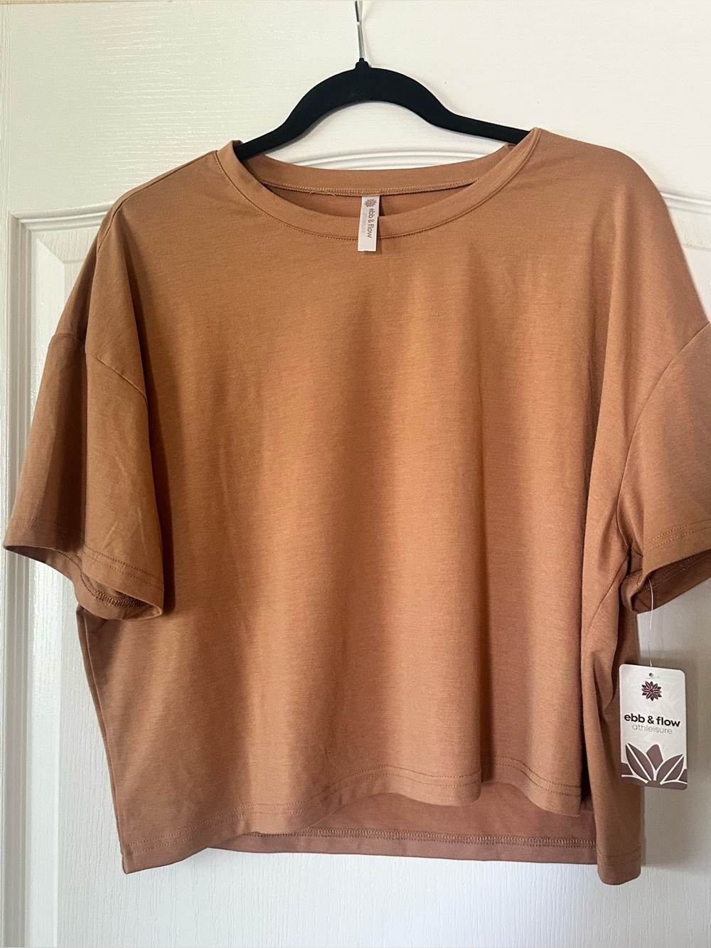 Ebb & Flow Women's Boxy Short Sleeve Tee in Tan